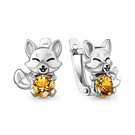Серьги Аквамарин - Серебро 925, Цитрин, Эмаль (арт. 45027006.5)