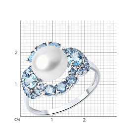 Кольцо SOKOLOV - Серебро 925, Жемчуг культивированный, Фианит (арт. 92014221)