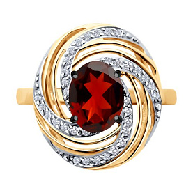 Кольцо Diamant - Золото 585, Гранат, Фианит (арт. 51-310-02317-1)