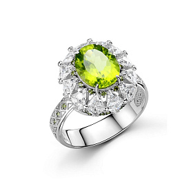 Кольцо Дар - Серебро 925, Фианит, Хризолит (арт. К-5231рс40620022)