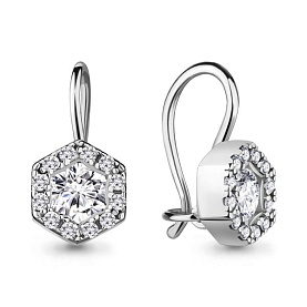 Серьги Аквамарин - Серебро 925, Фианит (арт. 48775А.5)