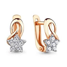 Серьги Аквамарин - Золото 585, Фианит (арт. 45376А.1)