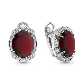 Серьги Аквамарин - Серебро 925, Синтетический гранат, Фианит (арт. 4479685А.5)