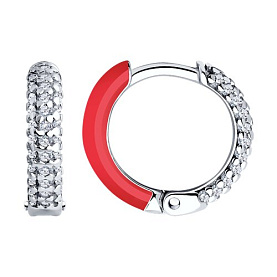 Серьги Diamant - Серебро 925, Фианит, Эмаль (арт. 94-120-01893-2)