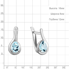 Серьги Аквамарин - Серебро 925, Топаз (арт. 45021402.5)