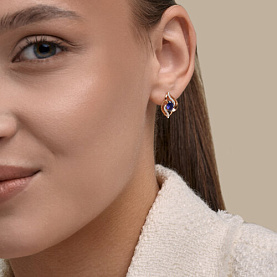 Серьги SOKOLOV - Золото 585, Синтетический сапфир , Фианит (арт. 729344)