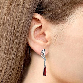 Серьги Аквамарин - Серебро 925, Синтетический гранат (арт. 4792185А.5)