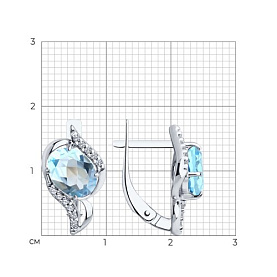 Серьги Diamant - Серебро 925, Топаз, Фианит (арт. 94-320-00185-1)