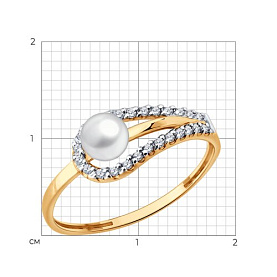 Кольцо Diamant - Золото 585, Жемчуг культивированный, Фианит (арт. 51-310-02681-1)