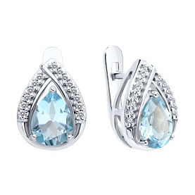 Серьги SOKOLOV - Серебро 925, Топаз, Фианит (арт. 92023141)