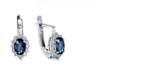 Серьги Platinum Lab. - Платина 950, Сапфир (арт. ПС-206С-01)
