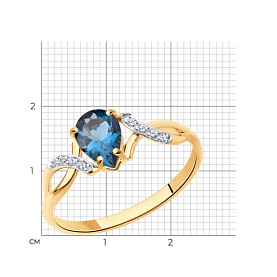 Кольцо SOKOLOV - Золото 585, Топаз лондон, Фианит (арт. 716749)
