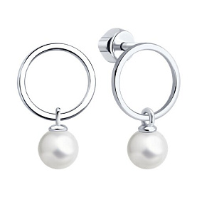 Серьги Diamant - Серебро 925, Жемчуг имитация (арт. 94-122-02350-1)