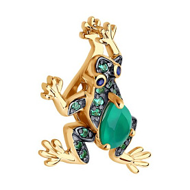 Подвеска SOKOLOV - Золото 585, Агат, Синтетический сапфир , Фианит (арт. 732377)