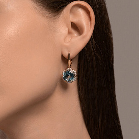 Серьги Diamant - Золото 585, Топаз, Фианит (арт. 51-321-02162-1)