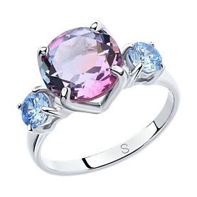 Кольцо SOKOLOV - Серебро 925, Синтетический ситалл , Фианит (арт. 92011718)