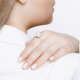 Кольцо SOKOLOV - Золото 585, Swarovski , Жемчуг культивированный (арт. 791167)