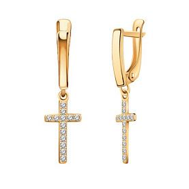 Серьги Атолл - Золото 585, Фианит (арт. 20622)