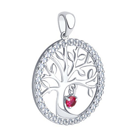 Подвеска SOKOLOV - Серебро 925, Синтетический рубин, Фианит (арт. 94032370)