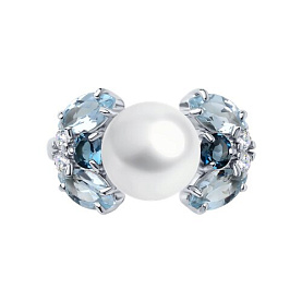 Кольцо SOKOLOV - Серебро 925, Жемчуг культивированный, Топаз, Фианит (арт. 92014211)