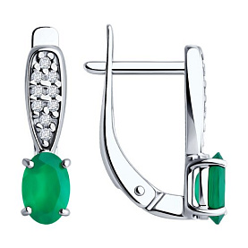 Серьги Diamant - Серебро 925, Агат, Фианит (арт. 94-320-00176-2)