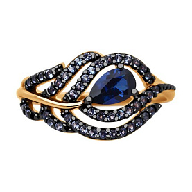 Кольцо SOKOLOV - Серебро 925, Синтетический сапфир , Фианит (арт. 88010076)