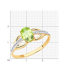Кольцо Diamant - Золото 585, Фианит, Хризолит (арт. 51-310-00256-3)