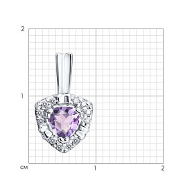 Подвеска SOKOLOV - Серебро 925, Аметист, Фианит (арт. 92030892)