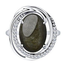 Кольцо Diamant - Серебро 925, Обсидиан, Фианит (арт. 94-310-00962-1)