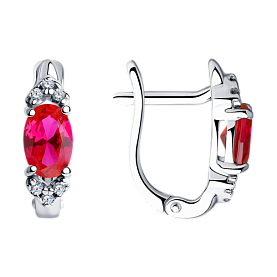 Серьги SOKOLOV - Серебро 925, Синтетический рубин, Фианит (арт. 84020015)