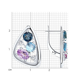 Серьги Diamant - Серебро 925, Аметист, Топаз, Топаз лондон, Фианит (арт. 94-320-00658-1)
