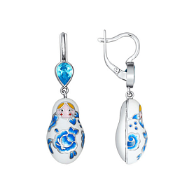 Серьги SOKOLOV - Серебро 925, Фианит, Эмаль (арт. 94021354)