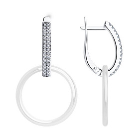 Серьги Diamant - Серебро 925, Керамика, Фианит (арт. 94-121-01318-2)