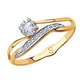 Кольцо SOKOLOV - Золото 375, Фианит (арт. 018287-4)