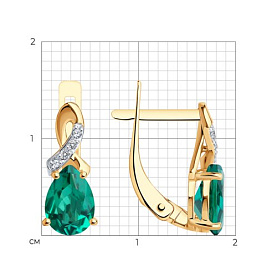 Серьги SOKOLOV - Золото 585, Синтетический изумруд, Фианит (арт. 728543)