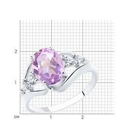 Кольцо SOKOLOV - Серебро 925, Аметист, Фианит (арт. 92011936)