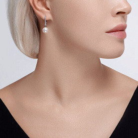 Серьги SOKOLOV - Серебро 925, Жемчуг имитация, Фианит (арт. 94026089)