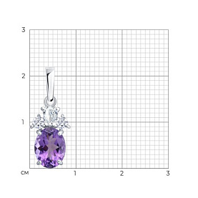 Подвеска SOKOLOV - Серебро 925, Аметист, Фианит (арт. 92030831)