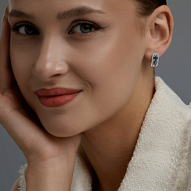 Серьги SOKOLOV - Серебро 925, Топаз лондон, Фианит (арт. 92025335)