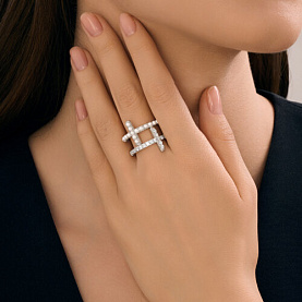 Кольцо SOKOLOV - Серебро 925, Жемчуг имитация, Фианит (арт. 94014597)