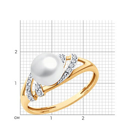 Кольцо Diamant - Золото 585, Жемчуг культивированный, Фианит (арт. 51-310-02320-1)