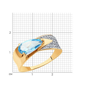 Кольцо SOKOLOV - Золото 585, Топаз, Фианит (арт. 716308)