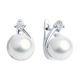 Серьги SOKOLOV - Серебро 925, Жемчуг культивированный, Фианит (арт. 92023138)