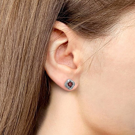 Серьги Аквамарин - Серебро 925, Гранат (арт. 4747303.5)