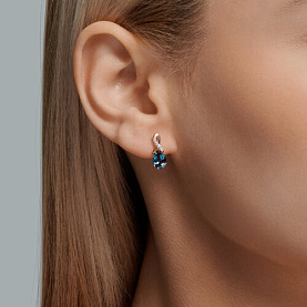 Серьги SOKOLOV - Золото 375, Топаз лондон, Фианит (арт. 37728098)