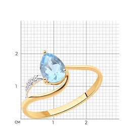 Кольцо Diamant - Золото 585, Топаз, Фианит (арт. 51-310-00985-1)