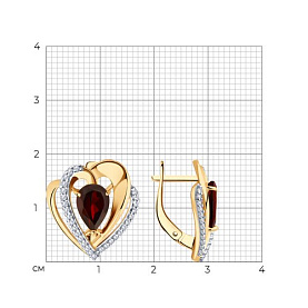 Серьги Diamant - Серебро 925, Гранат, Фианит (арт. 93-320-00545-1)