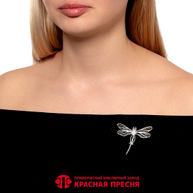 Брошь Красная пресня - Серебро 925, Фианит (арт. 13816650)