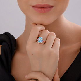 Кольцо SOKOLOV - Золото 585, Топаз, Фианит (арт. 717160)