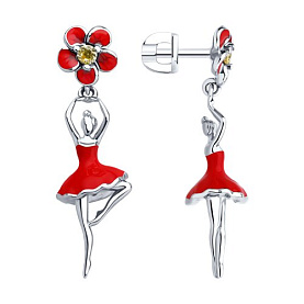 Серьги SOKOLOV - Серебро 925, Фианит, Эмаль (арт. 94026832)